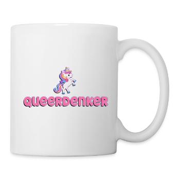 LGBTQ+ - "QUEERDenker mit Einhorn pink" - Tasse - Weiß - Rechts