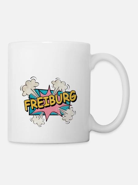 Freiburg Deutschland Stadt Schrift Pop Art Comic - Tasse - Weiß