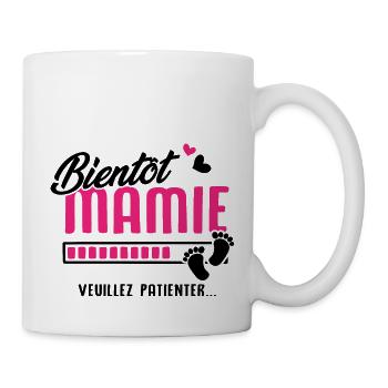 bientôt Mamie veuillez patienter - Mug blanc - blanc - Droite