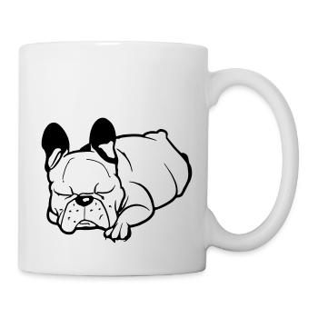 Schlafende Französische Bulldogge Faulenzer - Tasse - Weiß - Rechts