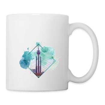 Düsseldorf Allemagne City Skyline Splash Coloré - Mug blanc - blanc - Droite