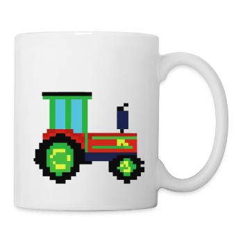Tracteur idée cadeau pixélisé pixel tracteur - Mug blanc - blanc - Droite