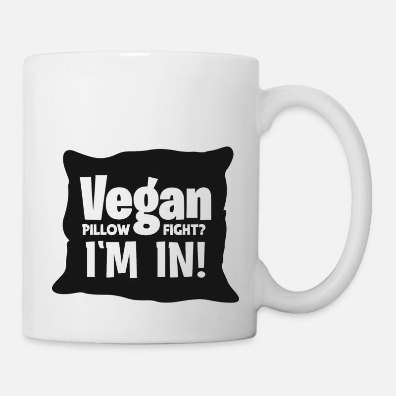 Combat d’oreillers végétaliens? J’y suis! - Mug blanc - blanc