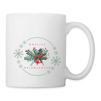 Wohlige Weihnachten florales Weihnachtsdesign - Tasse - Weiß - Rechts