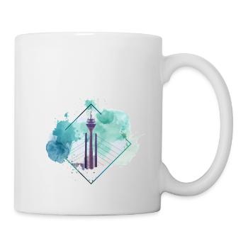 Düsseldorf Allemagne City Skyline Splash Coloré - Mug blanc - blanc - Droite