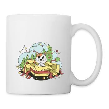 Cat Noël Arbre de Noël Cadeaux Cartoon - Mug blanc - blanc - Droite