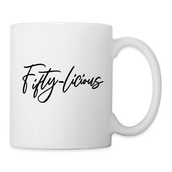 Fifty-Licious Funny 50th Birthday Party Men Women - Mug - white - Right