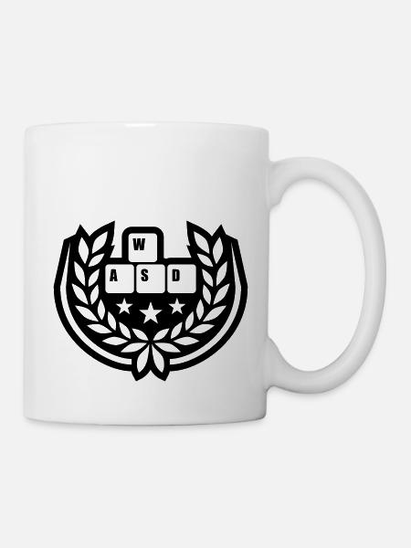 Computer WASD Lorbeerkranz Sterne - Tasse - Weiß