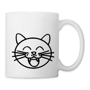 Lächelnde Katze Lustig Lachen Katze Geschenkidee - Tasse - Weiß - Rechts