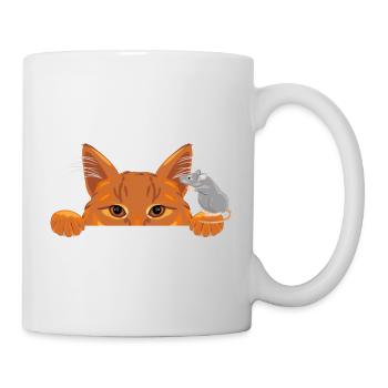 Maus erzählt einer Ingwerkatze Geheimnisse - Tasse - Weiß - Rechts