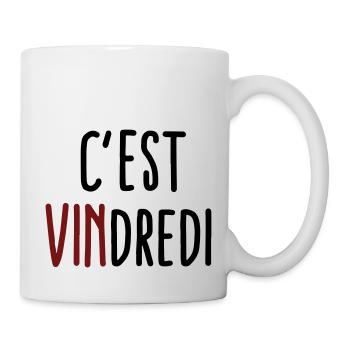 Humour apéro vin vendredi - Mug blanc - blanc - Droite