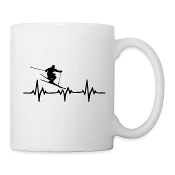 Skiing skier heartbeat - Mug - white - Right