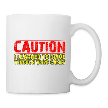 Attention J’ai appris à conduire à travers les jeux vidéo 4 - Mug blanc - blanc - Droite