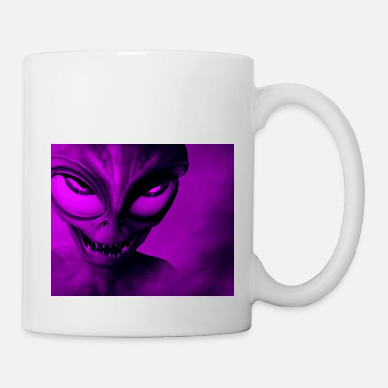 Alien with Sharp Teeth Design - Pink - Mug - white
