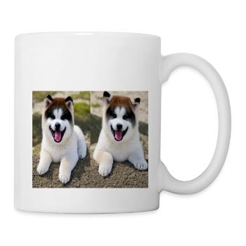 Cute Akita Pups Smiling Design - Mug - white - Right