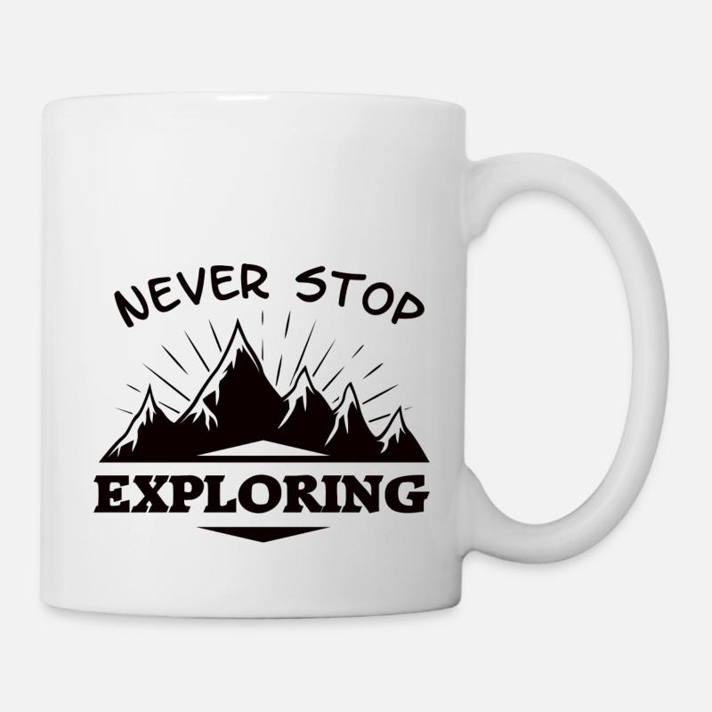 Never Stop Exploring in Schwarz - Tasse - Weiß