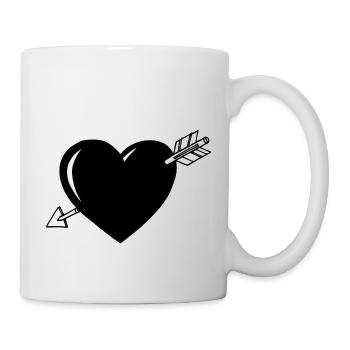 Schwarzes 3D Herz mit weißem Pfeil - Tasse - Weiß - Rechts