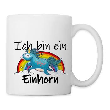Ich bin ein Einhorn mit Regenbogen - Tasse - Weiß - Rechts
