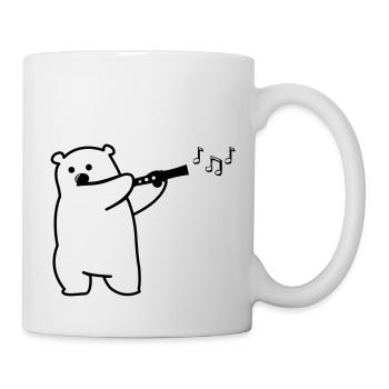 Bear plays flute - Mug - white - Right