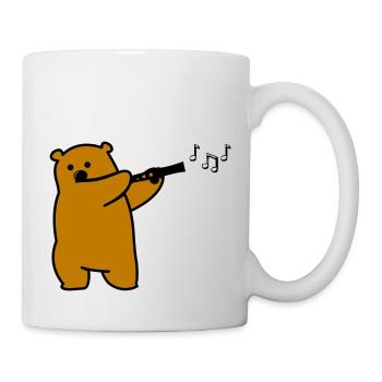 Bear plays flute - Mug - white - Right