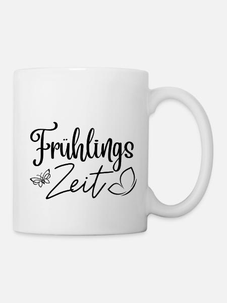"Frühlingszauber" Frühlingsspruch, Frühlingsdesign - Tasse - Weiß