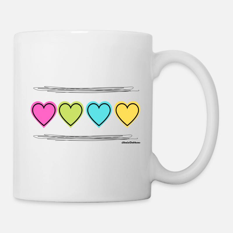 Bunte Herzen - Tasse - Weiß