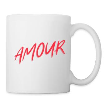 "Amour" rot, Design T-Shirt - Tasse - Weiß - Rechts