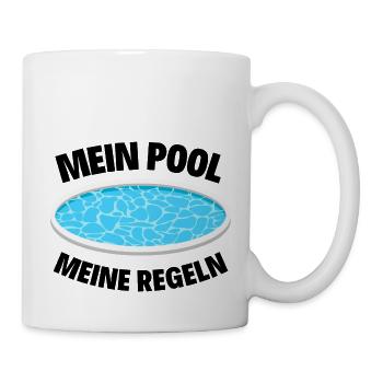 Planschbecken Swimmingpool Pool Schwimmen Geschenk - Tasse - Weiß - Rechts