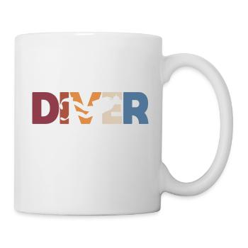 Taucher Apnoe tauchen Scuba Diving Dive Tauchmaske - Tasse - Weiß - Rechts