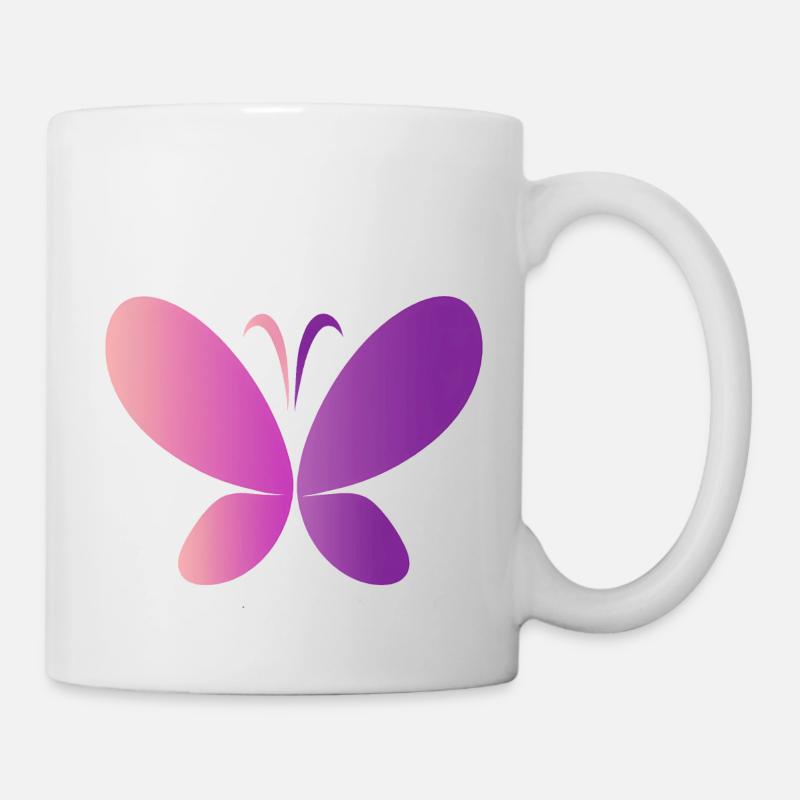 Pinker Schmetterling - Tasse - Weiß