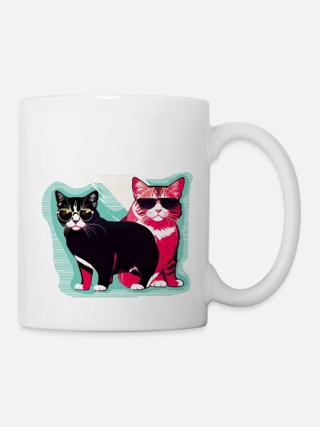 cool cats - Tasse - Weiß