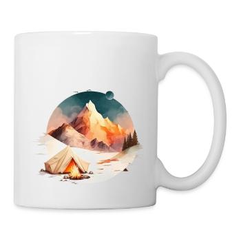 Tente et feu de camp en montagne pour les campeurs - Mug blanc - blanc - Droite