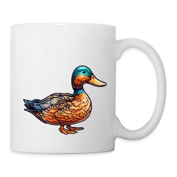 Eine sehr schöne Ente als gefiedertes Federvieh - Tasse - Weiß - Rechts