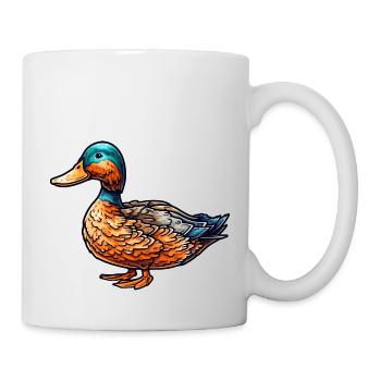 Eine farbenfrohe und gefiederte bunte Ente. - Tasse - Weiß - Rechts