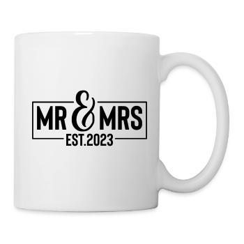 Mr & Mrs EST. 2023 Heirat Ehe Paar Hochzeit - Tasse - Weiß - Rechts
