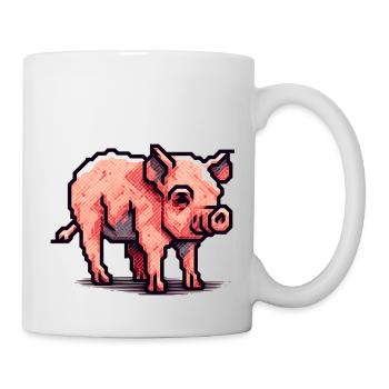 Minimalistisches schönes kleines Schwein - Tasse - Weiß - Rechts