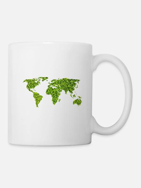 Green World Map - Mug - white