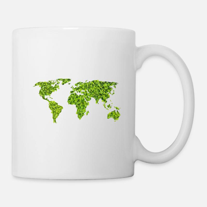 Green World Map - Mug - white