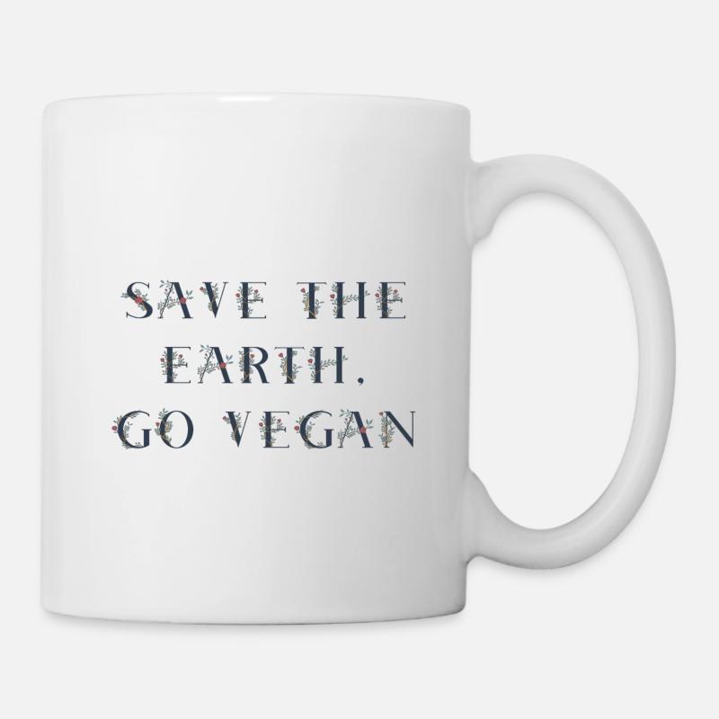 Rette die Erde, werde vegan - blau - Tasse - Weiß