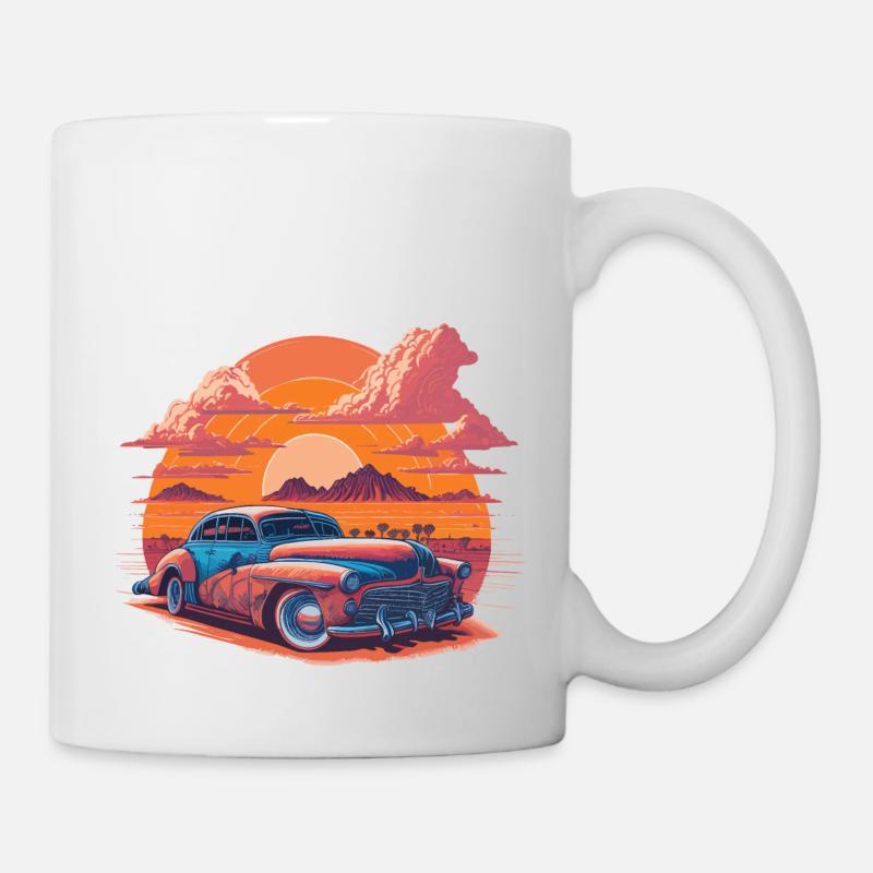 Coucher de soleil vibrant dans le désert - Mug blanc - blanc