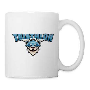 US high school college triathlon mascot blue - Mug - white - Right