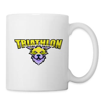 US high school college triathlon mascot cat - Mug - white - Right