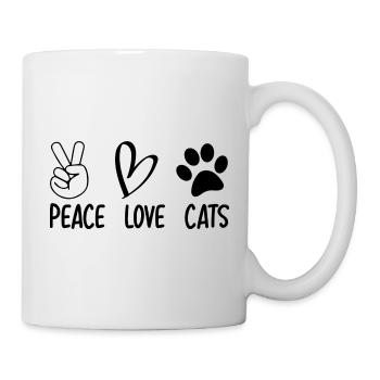 Peace Love Cats - Tasse - Weiß - Rechts