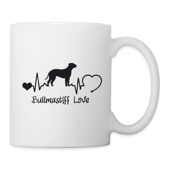 Bullmastiff mit Herzschlag - Tasse - Weiß - Rechts