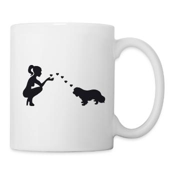 Cavalier King Charles Spaniel mit Frau - Tasse - Weiß - Rechts