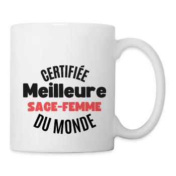certifiée meilleure sage femme du monde - Mug blanc - blanc - Droite