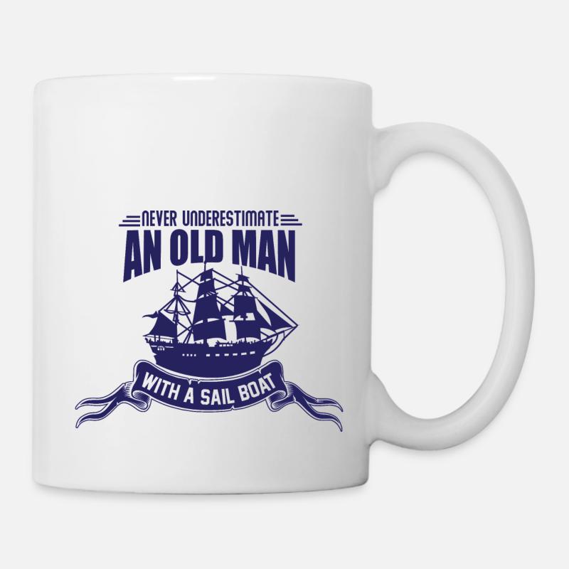 Old man sail boat - Tasse - Weiß