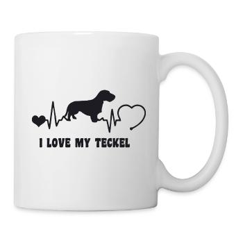 Rauhaardackel mit Herzschlag - Tasse - Weiß - Rechts