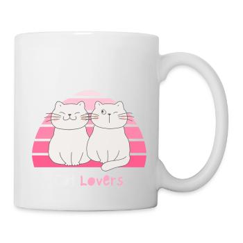 Cute Cat Duo: Pink Design for Cat Lovers - Mug - white - Right