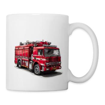 Mit Feuerwehrautos Brände bekämpfen - Tasse - Weiß - Rechts